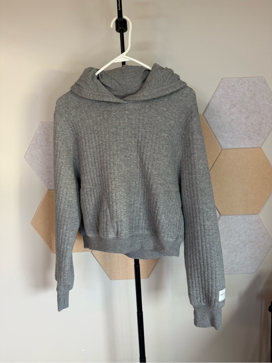 Mi Other - Mi Gray Ribbed Hooded Pullover Sweater